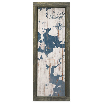 Lake Minocqua, Wisconsin Map | Real Wood Framed Wall Art Print