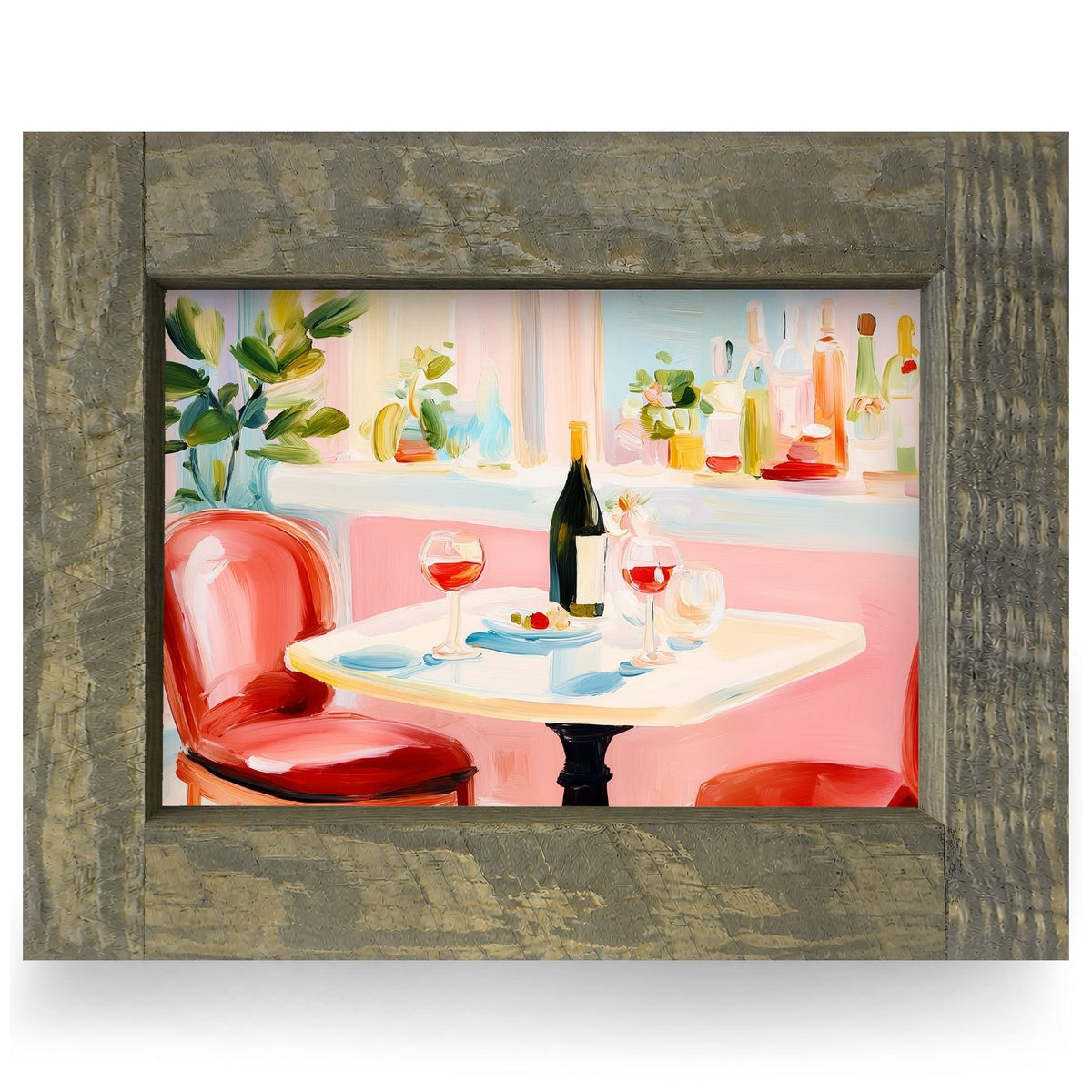 Table for Two | Real Wood Framed Wall Art Print | Horizontal