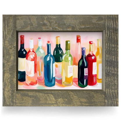 Wine Collection | Real Wood Framed Wall Art Print | Horizontal