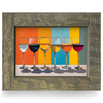 Color-Block Wine | Real Wood Framed Wall Art Print | Horizontal