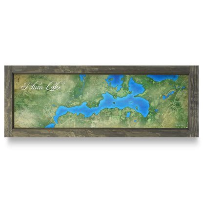 Plum Lake, Wisconsin Map | Real Wood Framed Wall Art Print