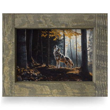 Howling Wolf | Real Wood Framed Wall Art Print