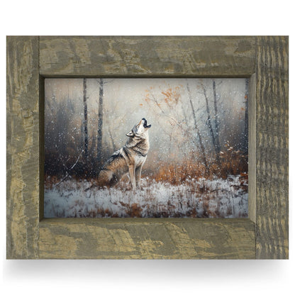 Howlin' Wolf Snowfall | Real Wood Framed Wall Art Print