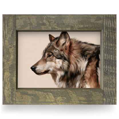 Gray Wolf Profile | Real Wood Framed Wall Art Print