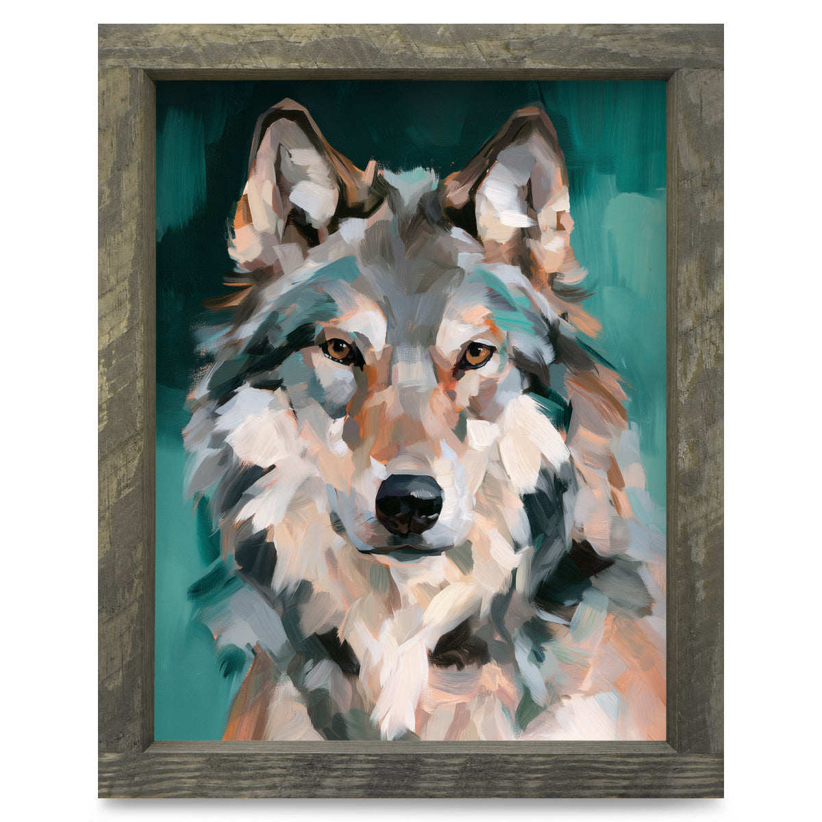 Gray Wolf Portrait | Real Wood Framed Wall Art Print