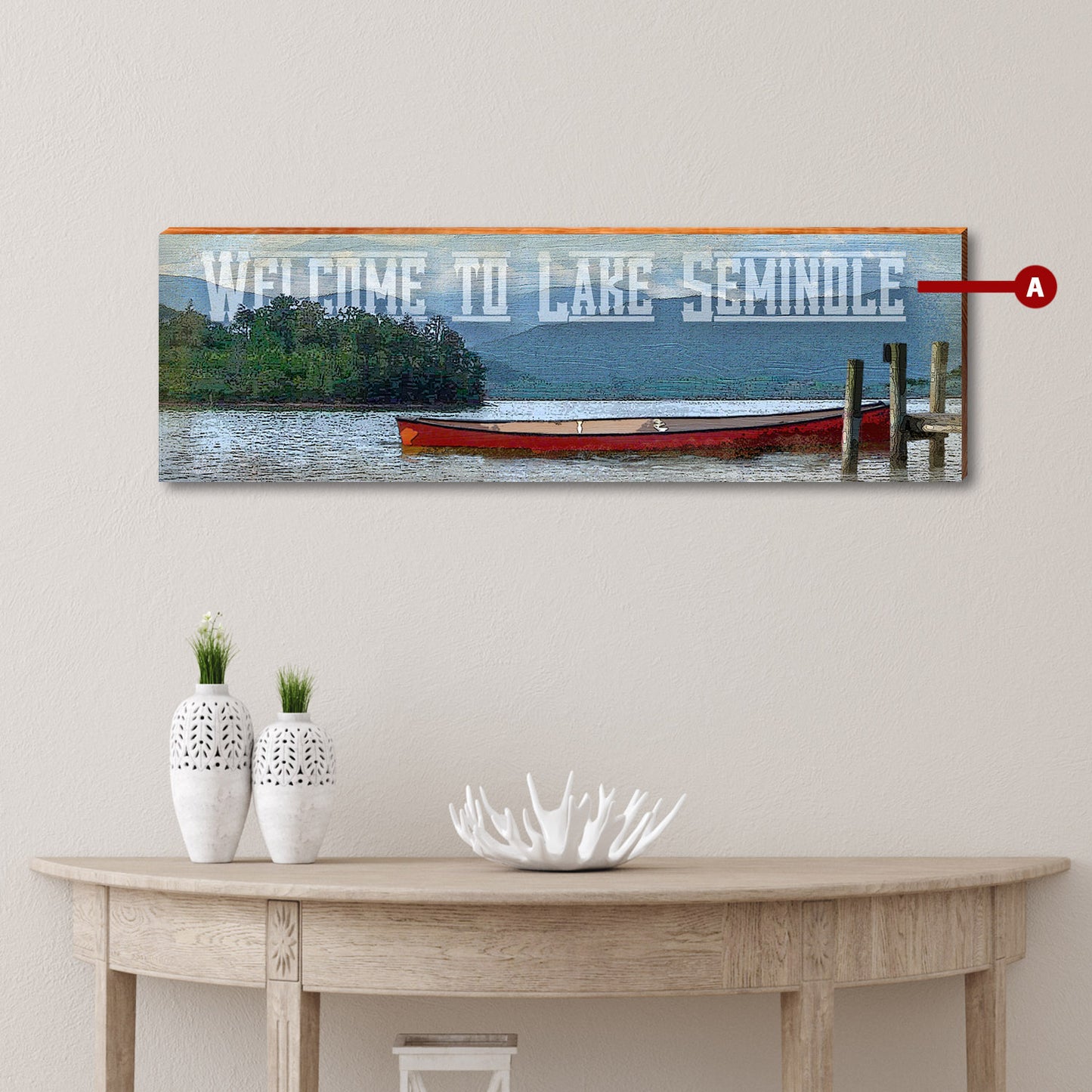 Customizable Mountain Lake Scene Sign | Wall Art Print on Real Wood