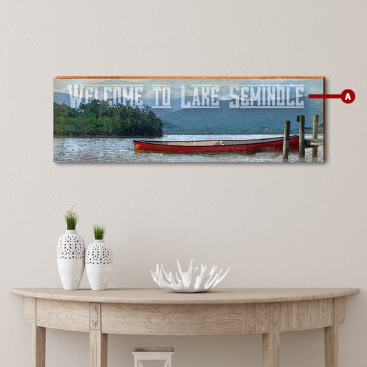 Customizable Mountain Lake Scene Sign | Wall Art Print on Real Wood