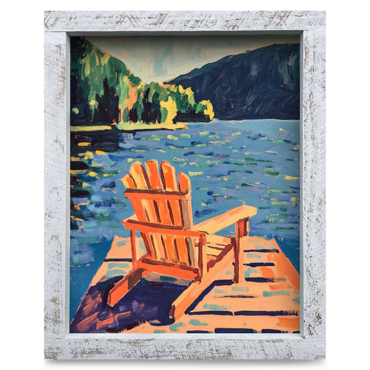 Calm Lake Adirondack Chair | Real Wood Framed Wall Art Print