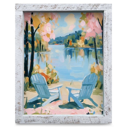 Spring Lake Adirondack Chairs | Real Wood Framed Wall Art Print