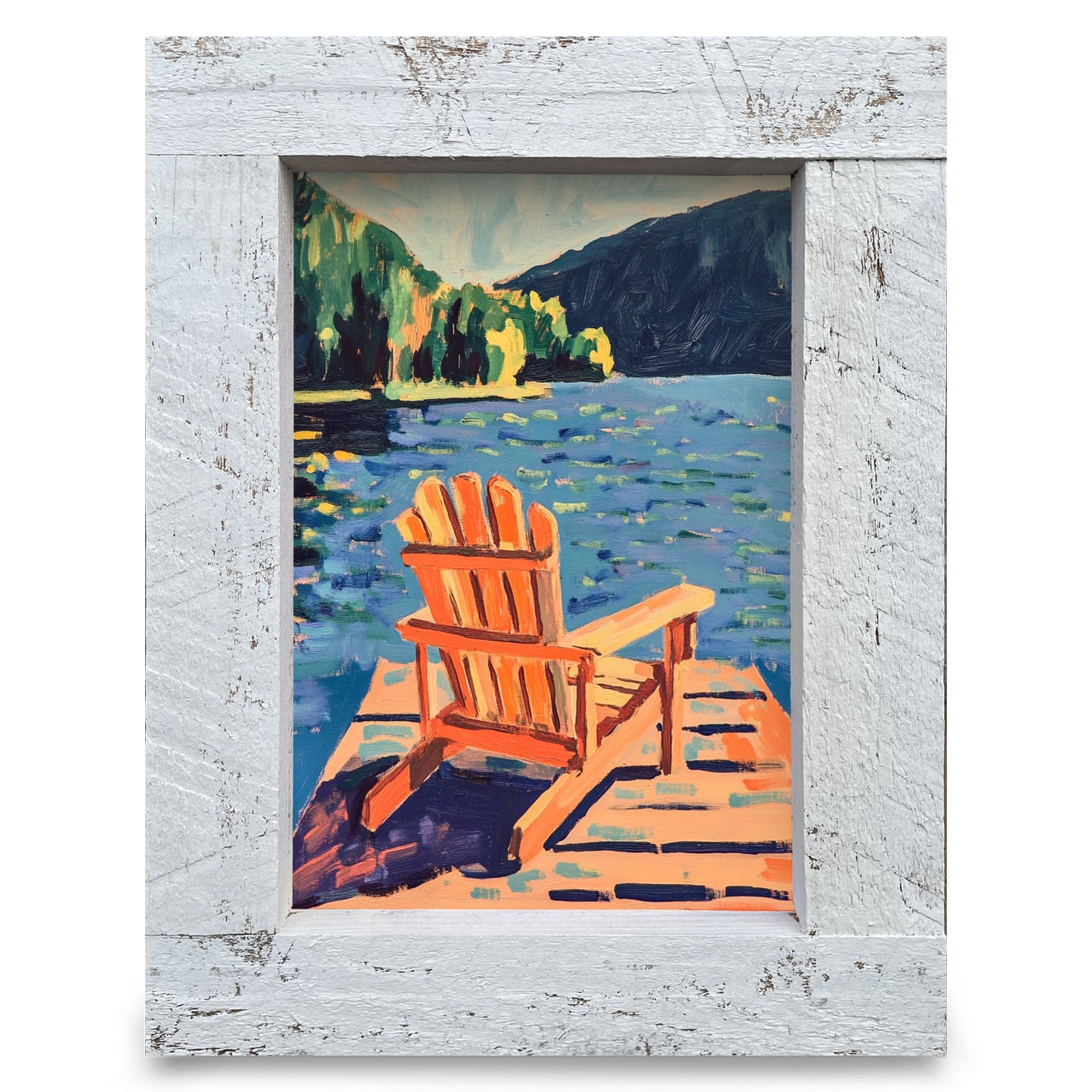 Calm Lake Adirondack Chair | Real Wood Framed Wall Art Print
