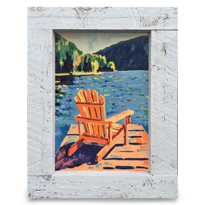 Calm Lake Adirondack Chair | Real Wood Framed Wall Art Print