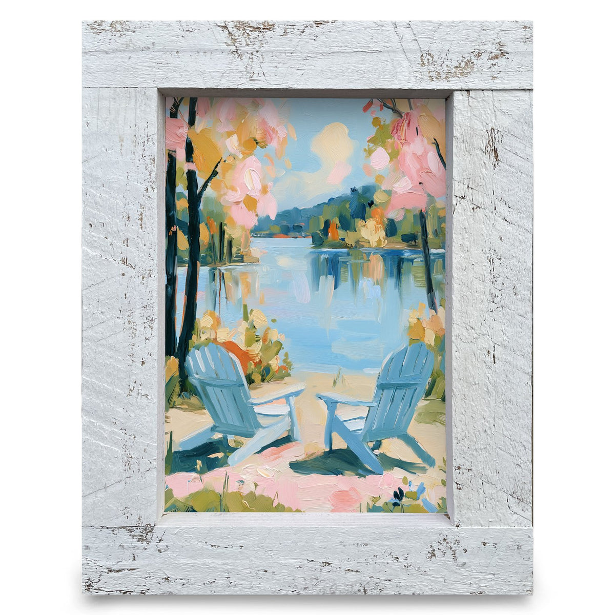 Spring Lake Adirondack Chairs | Real Wood Framed Wall Art Print