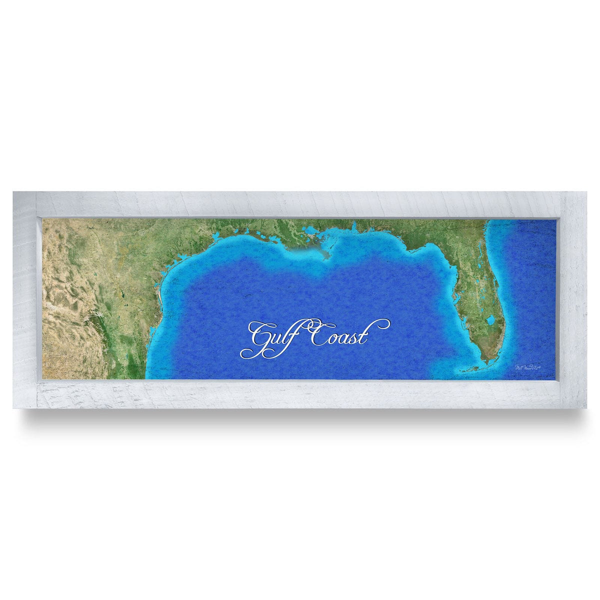 Gulf Coast Map | Real Wood Framed Wall Art Print