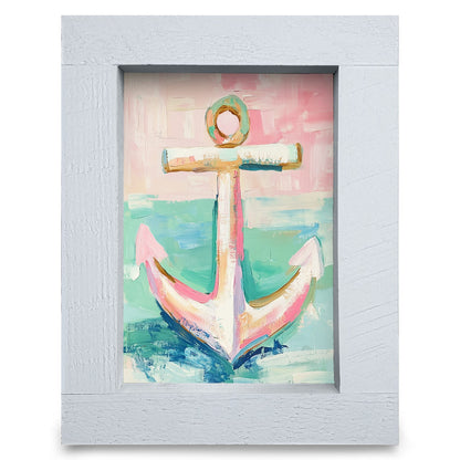 Cute Coastal Anchor  | Real Wood Framed Wall Art Print
