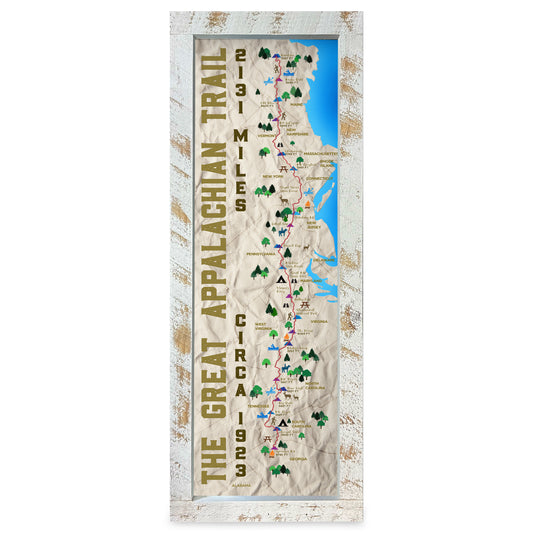 Appalachian Trail Map | Real Wood Framed Wall Art Print