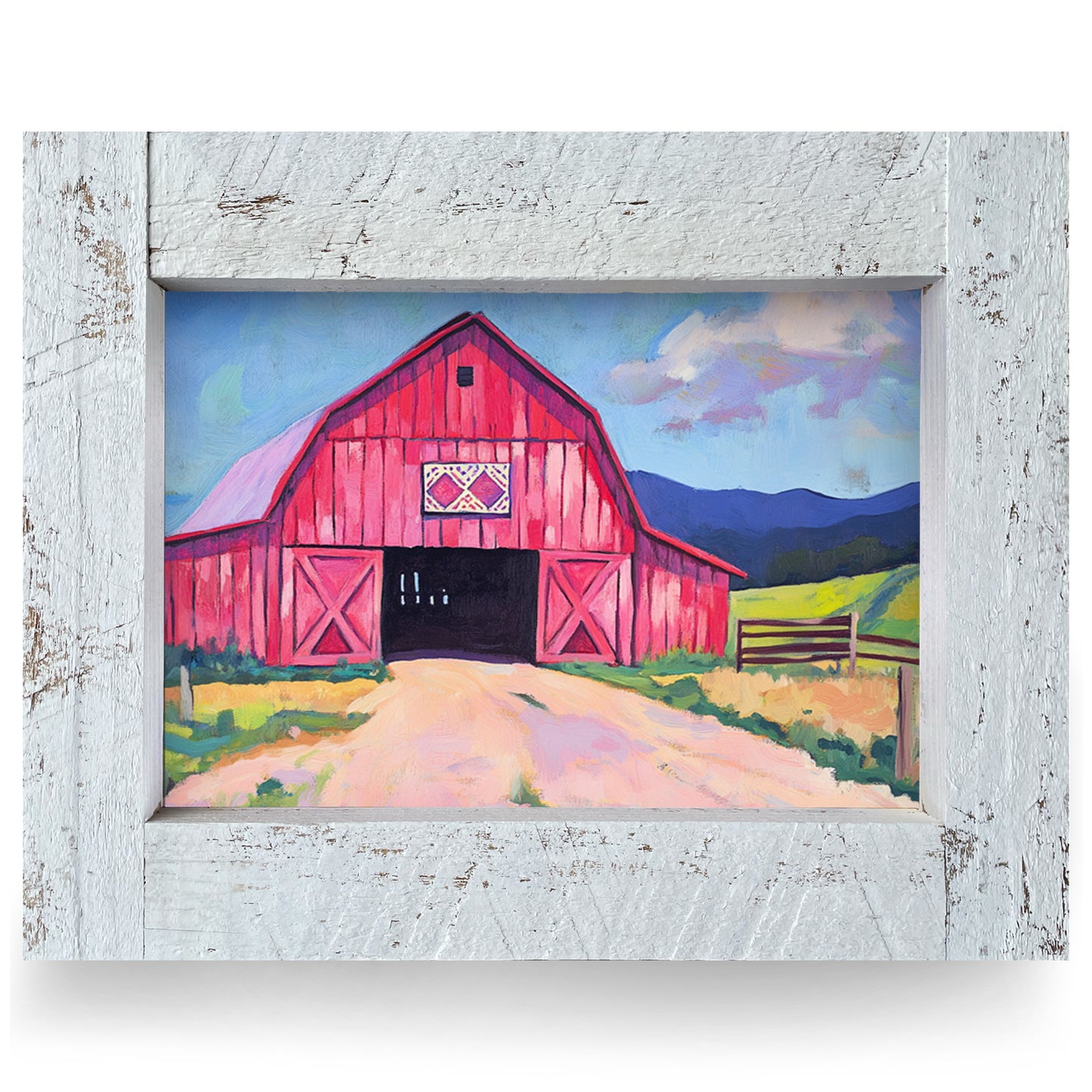 Red Barn Scene | Real Wood Framed Wall Art Print