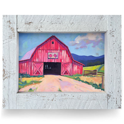 Red Barn Scene | Real Wood Framed Wall Art Print