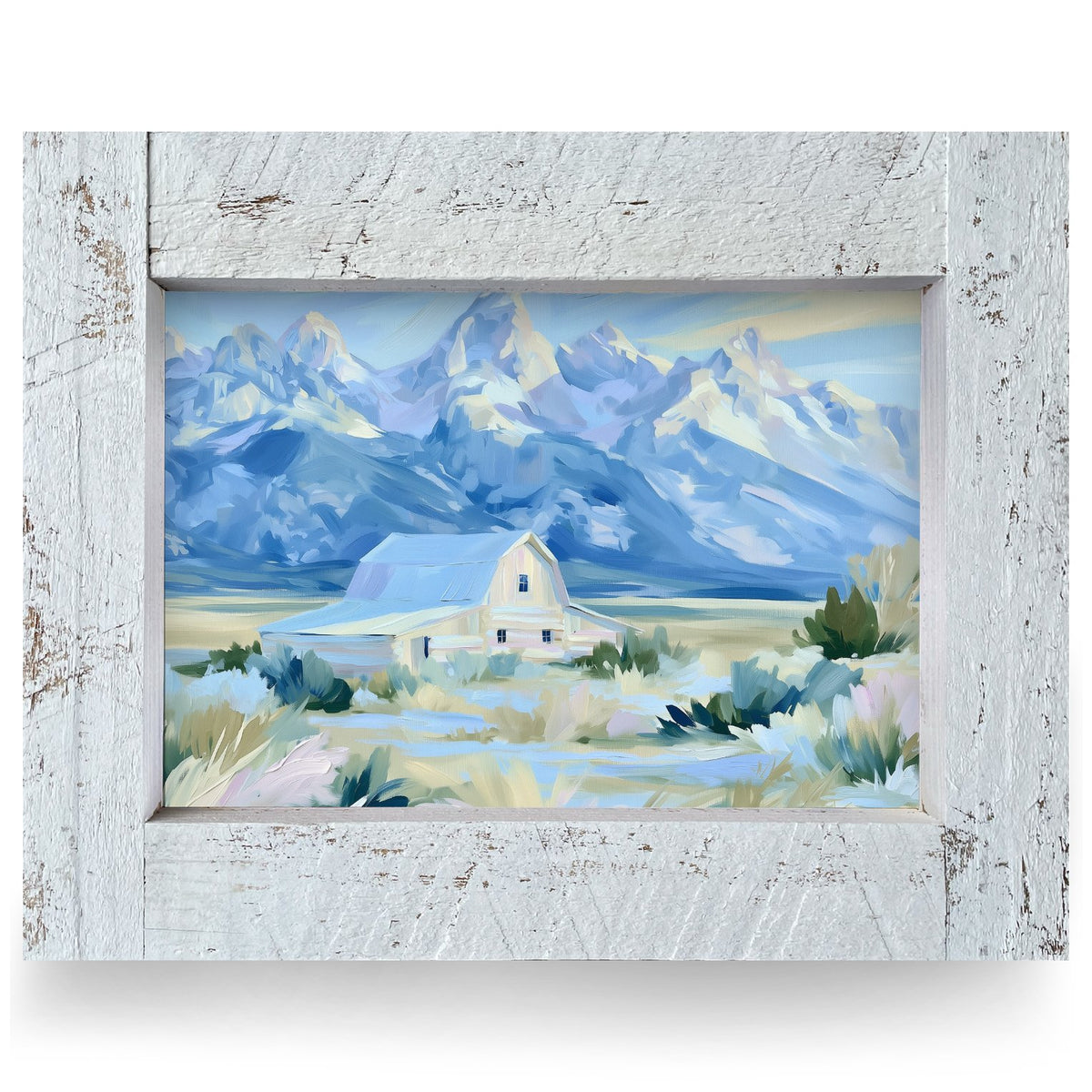 Teton Valley White Barn | Real Wood Framed Wall Art Print