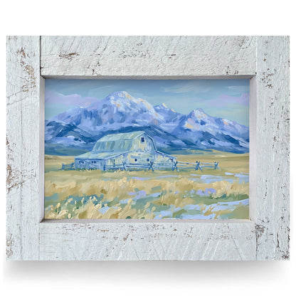 Mountain Meadow Barn | Real Wood Framed Wall Art Print