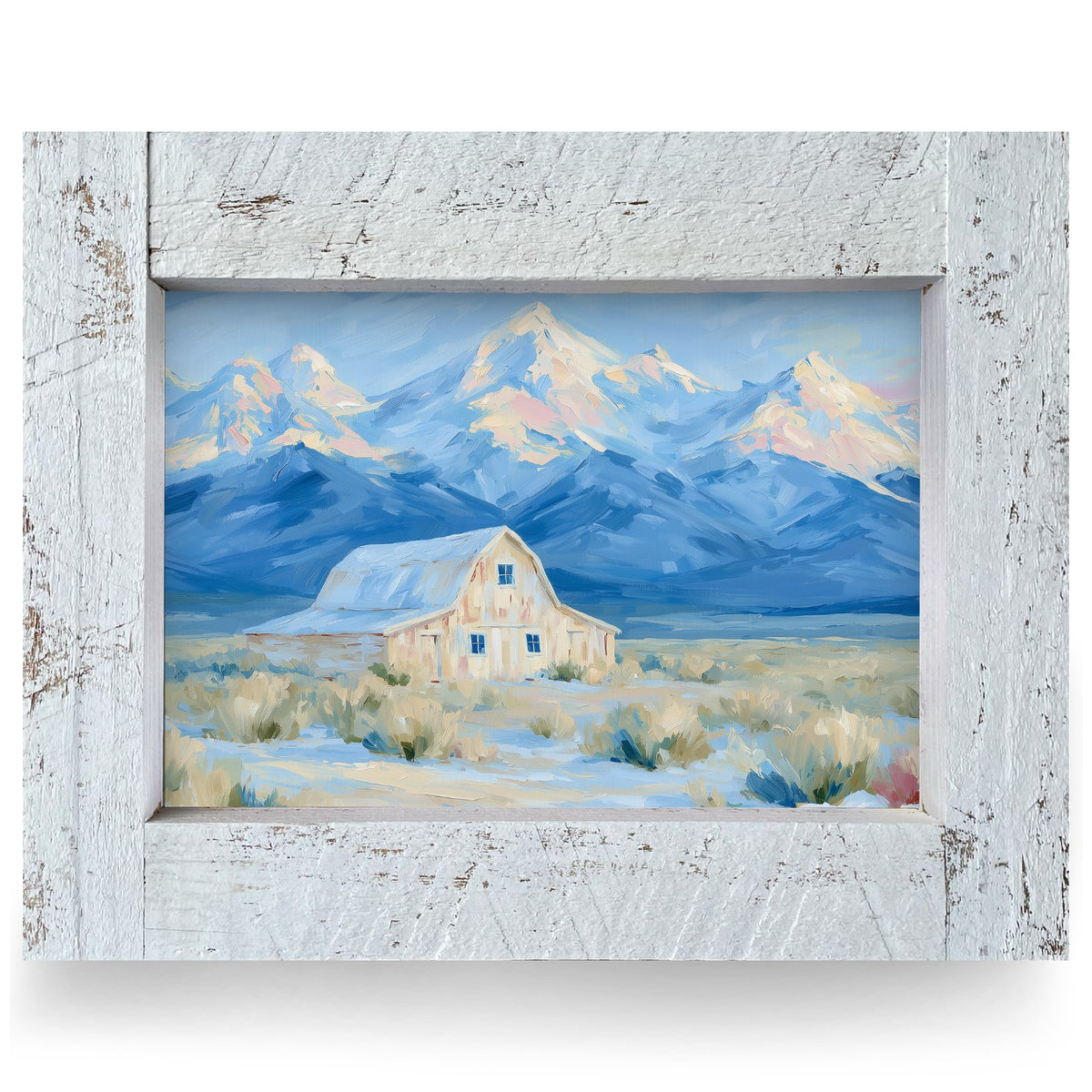 Sunset Mountain Barn | Real Wood Framed Wall Art Print