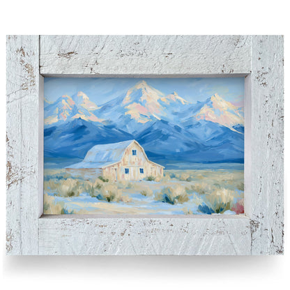 Sunset Mountain Barn | Real Wood Framed Wall Art Print