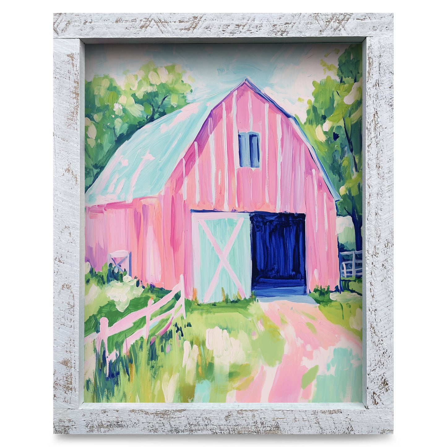 Rosey Farmstead | Real Wood Framed Wall Art Print