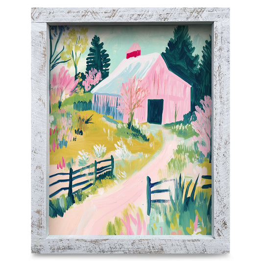 Cotton Candy Barnscape | Real Wood Framed Wall Art Print