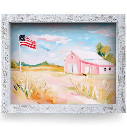 Pleasant American Barn  | Real Wood Framed Wall Art Print | Horizontal
