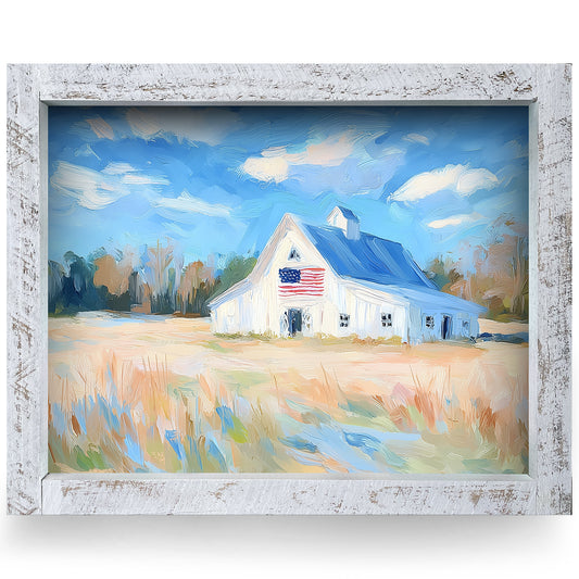 Heartland American Barn  | Real Wood Framed Wall Art Print