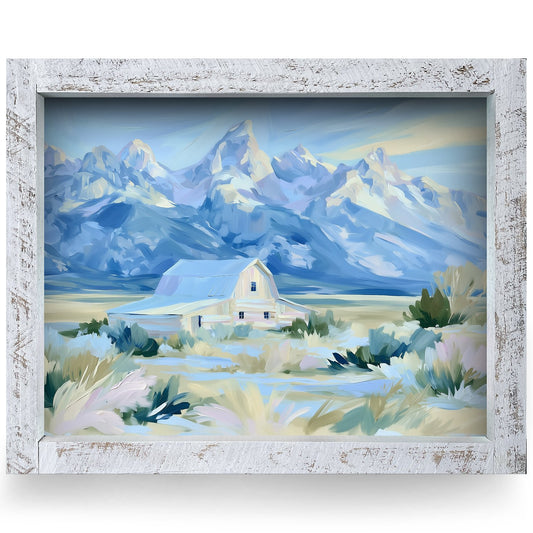 Teton Valley White Barn | Real Wood Framed Wall Art Print