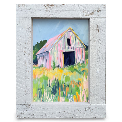 Pink Barn | Real Wood Framed Wall Art Print