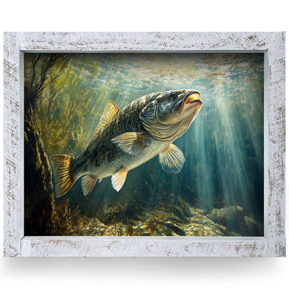 Largemouth Bass | Real Wood Framed Wall Art Print