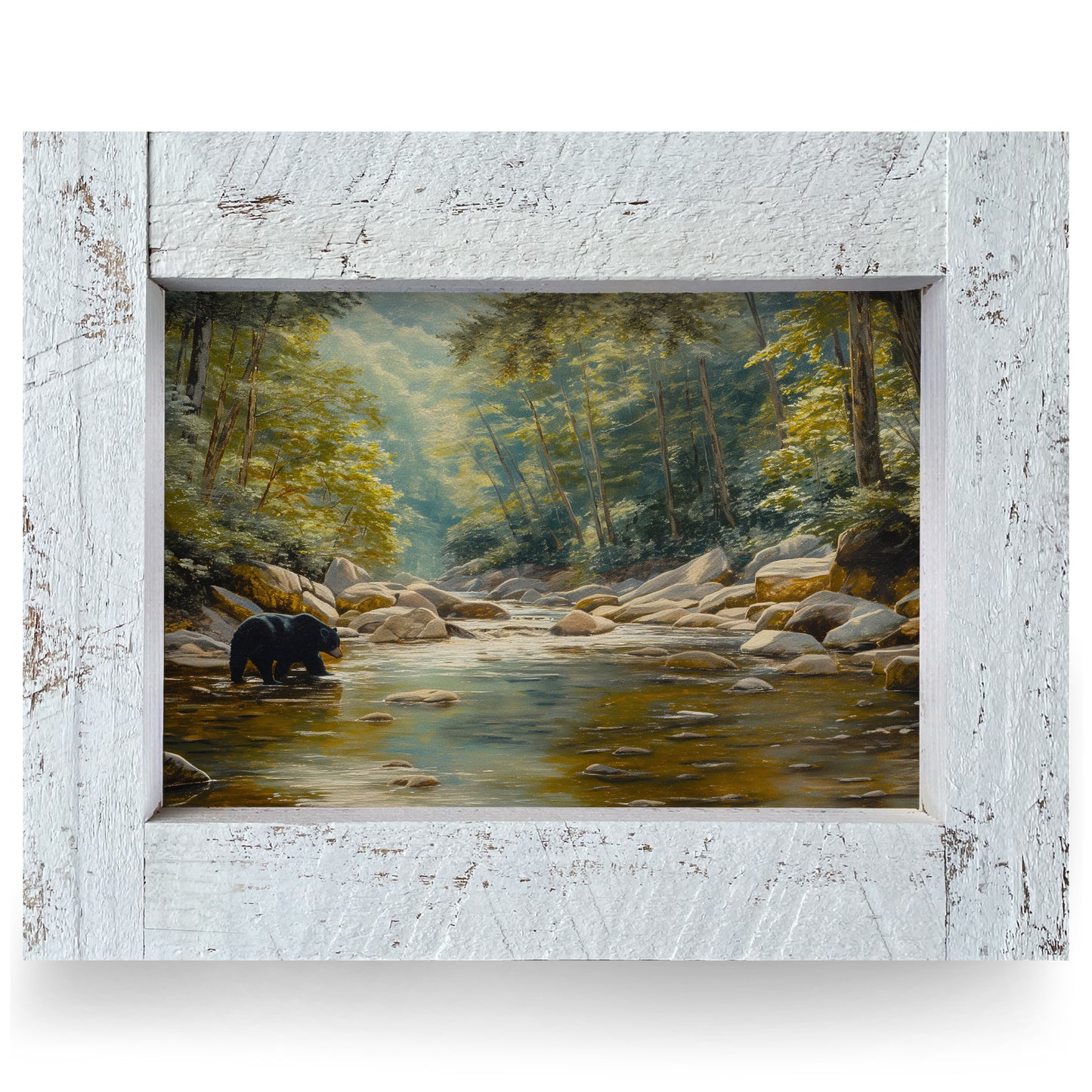 Black Bear Creek | Real Wood Framed Wall Art Print