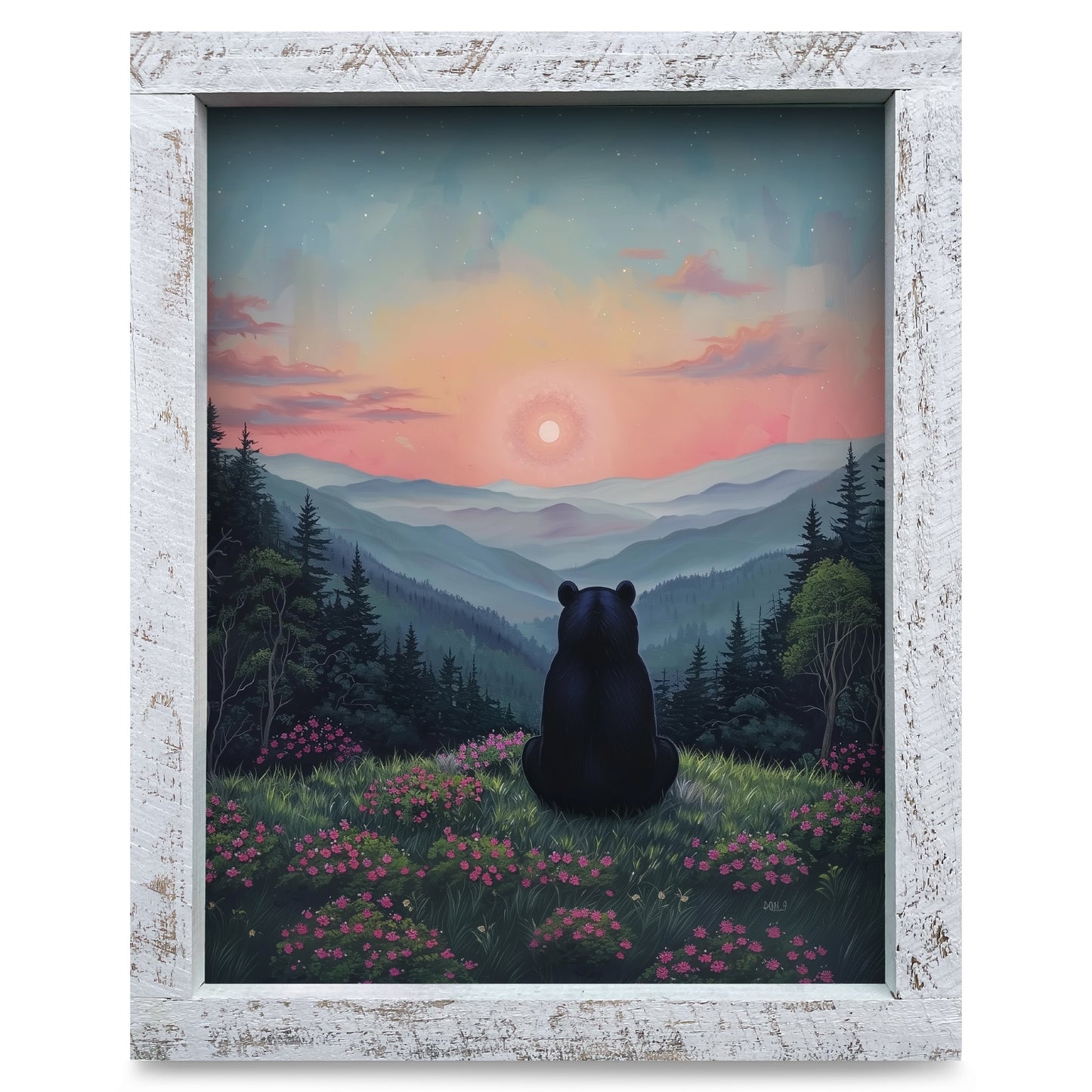 Black Bear Blue Ridge Sunrise | Real Wood Framed Wall Art Print