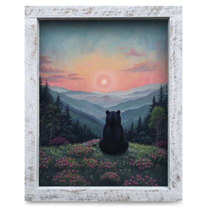 Black Bear Blue Ridge Sunrise | Real Wood Framed Wall Art Print