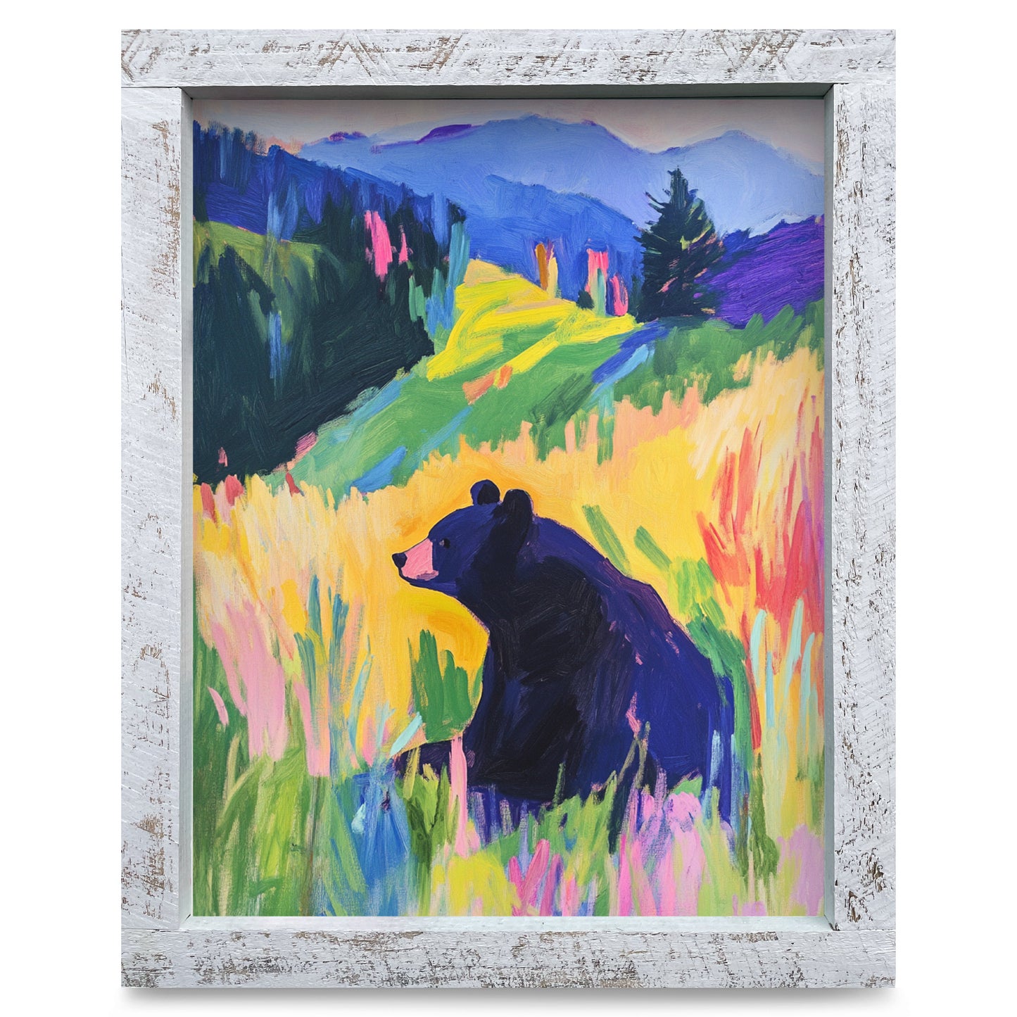 Dreamy Black Bear | Real Wood Framed Wall Art Print