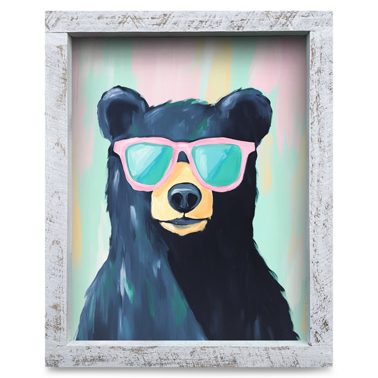 Yo Black Bear | Real Wood Framed Wall Art Print