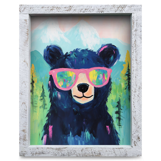 Hey Dude Black Bear | Real Wood Framed Wall Art Print