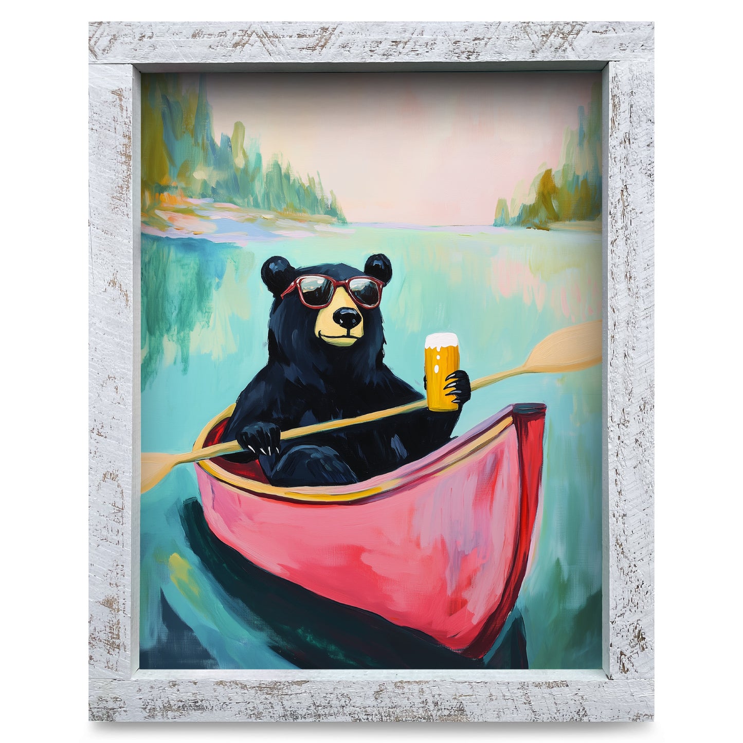 Bear Beer Lake | Real Wood Framed Wall Art Print