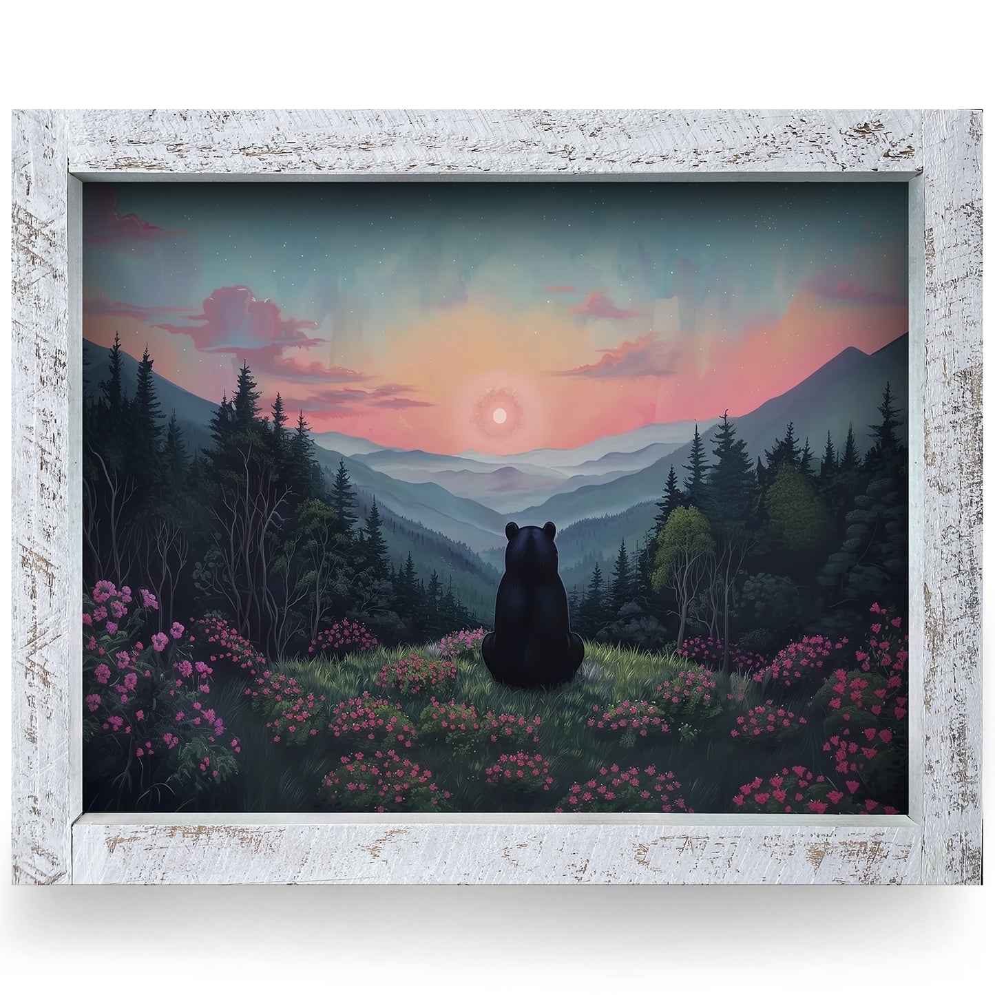 Black Bear Blue Ridge Sunrise | Real Wood Framed Wall Art Print | Horizontal