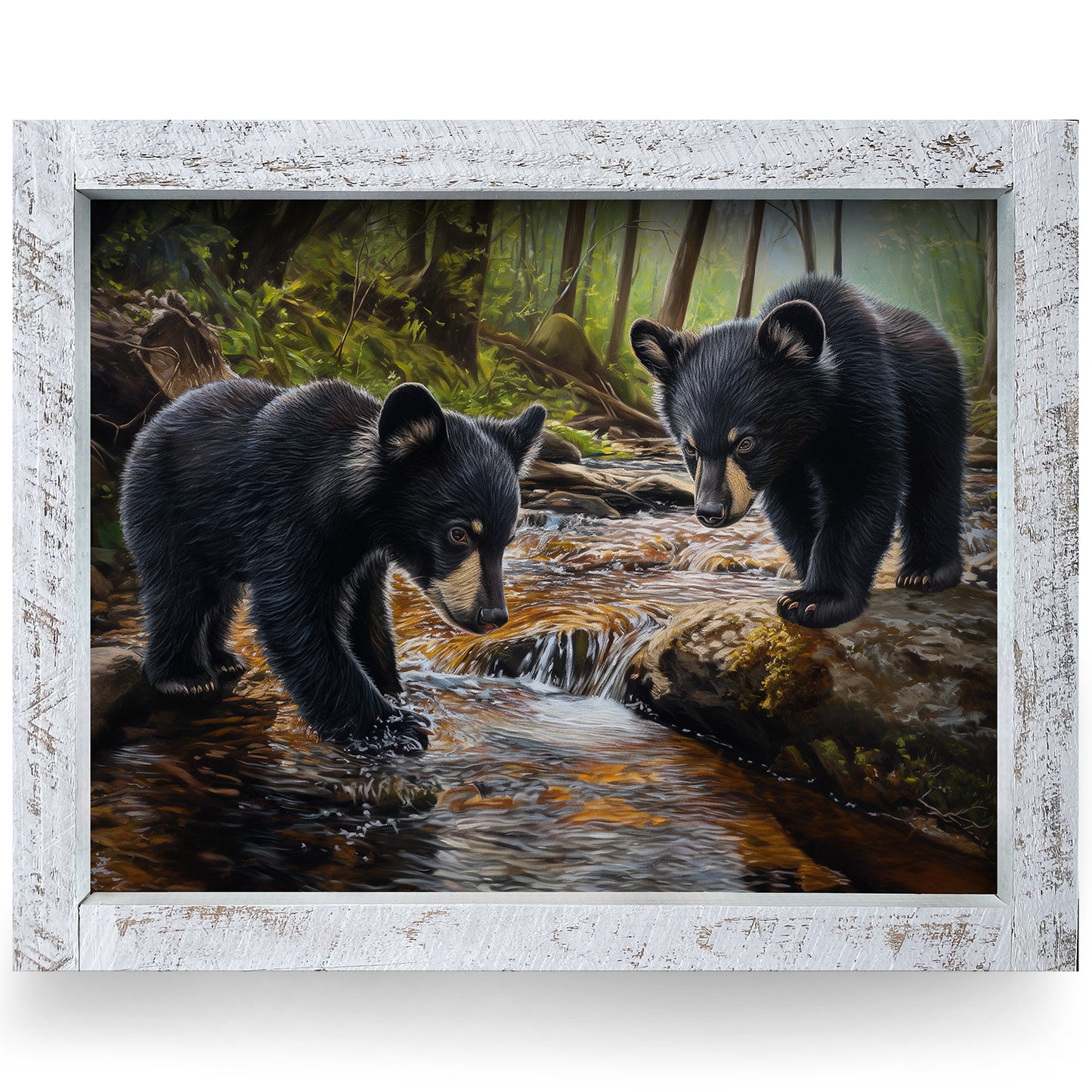 Black Bear Brook | Real Wood Framed Wall Art Print