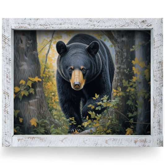 Big Momma Black Bear | Real Wood Framed Wall Art Print | Horizontal