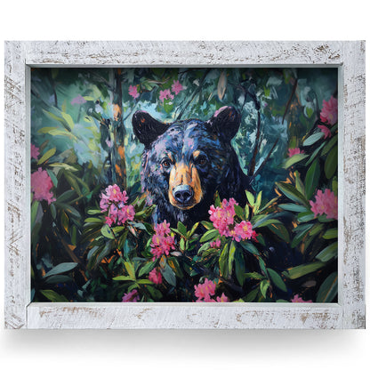 Rhododendron Black Bear | Real Wood Framed Wall Art Print | Horizontal