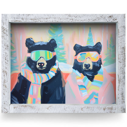 Après Ski Bears | Real Wood Framed Wall Art Print