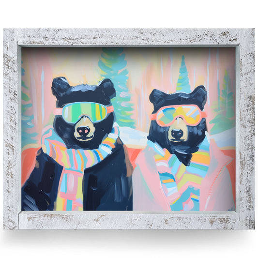 Après Ski Bears | Real Wood Framed Wall Art Print