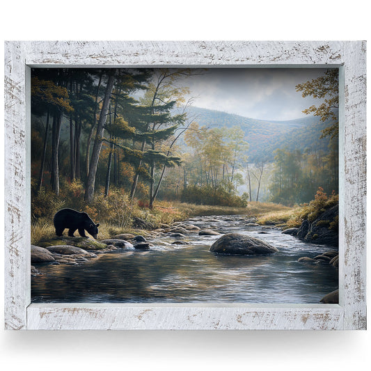 Black Bear Mountain Stream | Real Wood Framed Wall Art Print