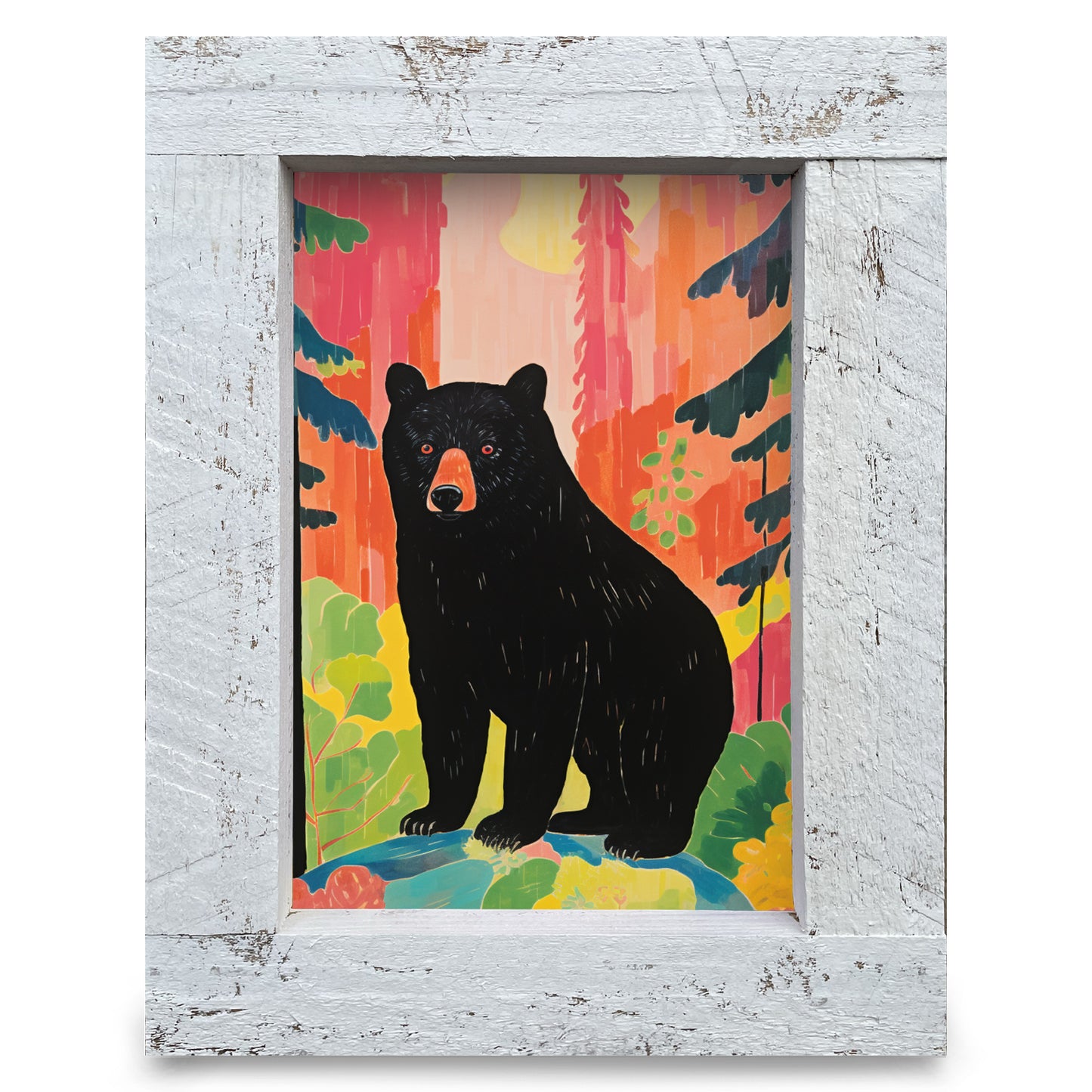 Brilliant Black Bear | Real Wood Framed Wall Art Print