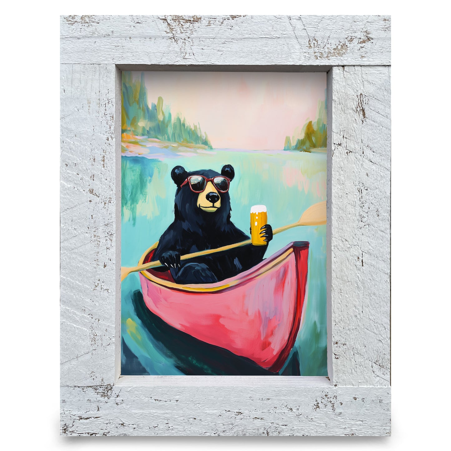 Bear Beer Lake | Real Wood Framed Wall Art Print