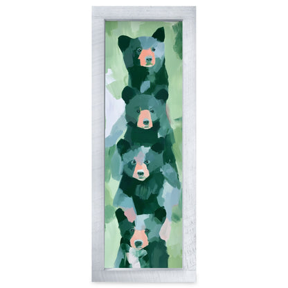 Bear Family Stack | Real Wood Framed Wall Art Print | Skinny