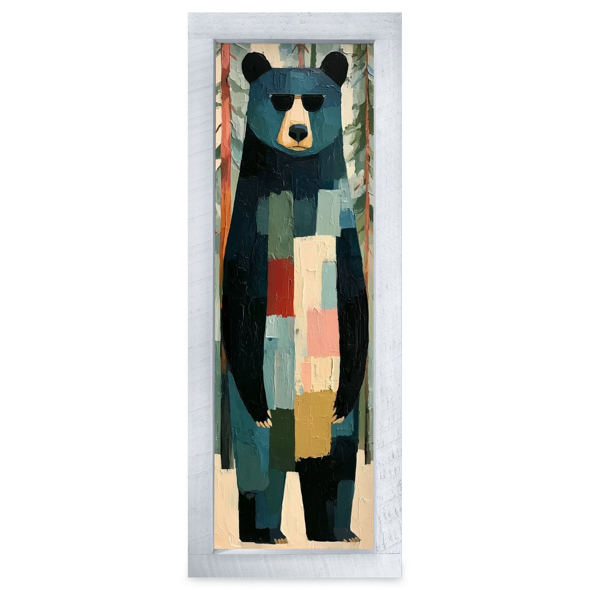 Cool Bear In Sunglasses | Real Wood Framed Wall Art Print | Skinny